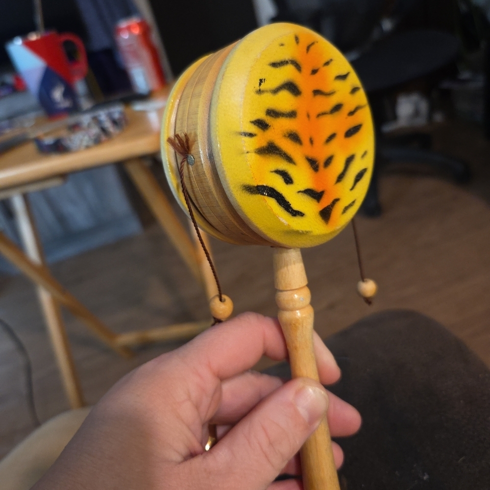 Vintage Yellow and Orange Kids Toy Drum